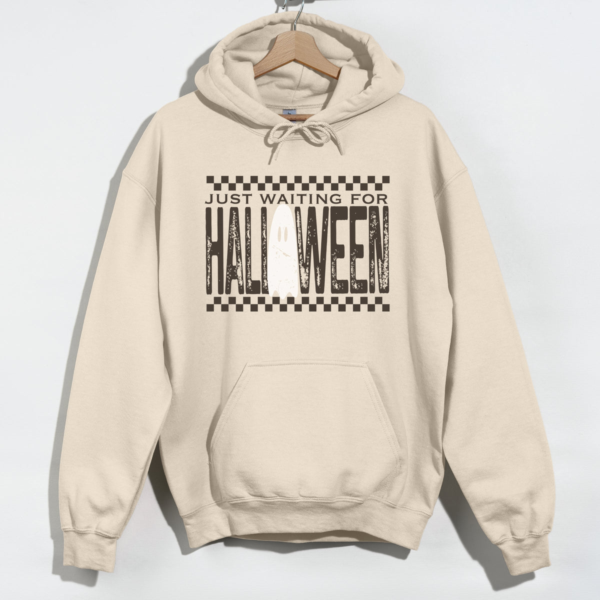 Just Waiting For Halloween Checkered - Men's Graphic Hoodie