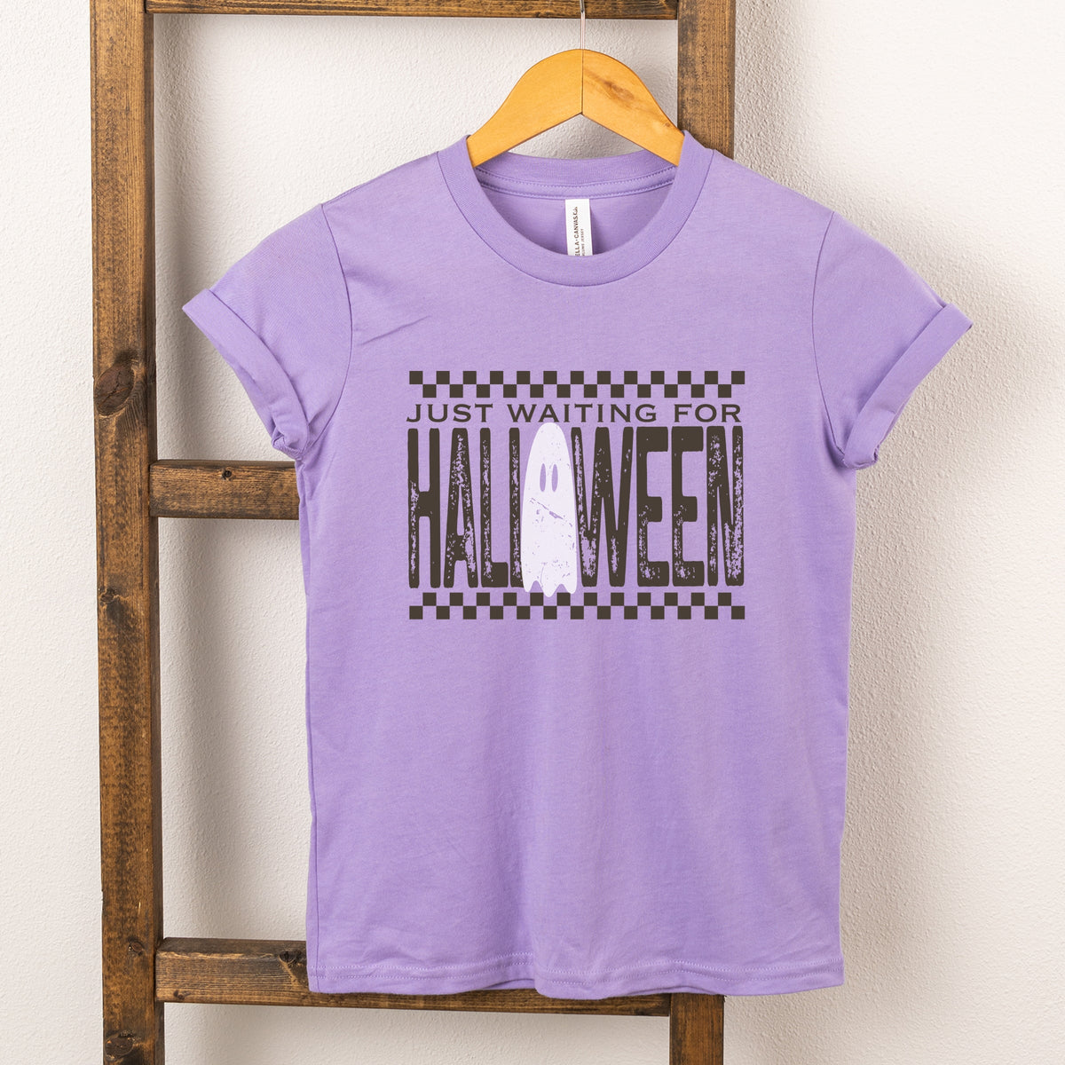 Just Waiting For Halloween Checkered - Youth Short Sleeve Graphic T-Shirt