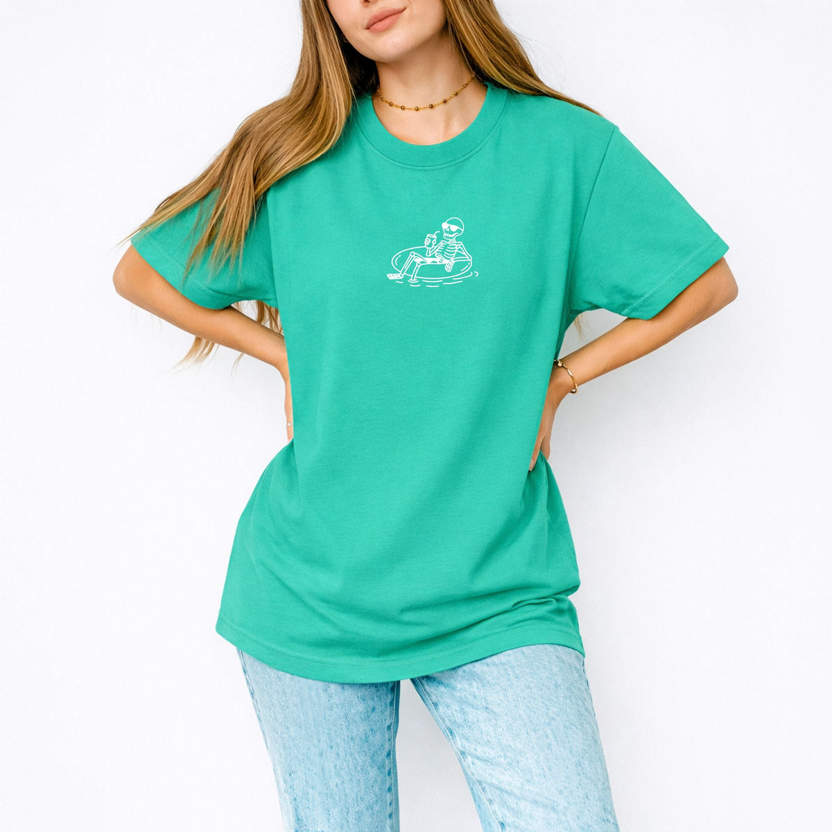Floating Skeleton - Women's Garment Dyed Graphic T-Shirt
