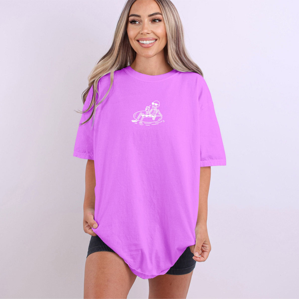 Floating Skeleton - Women's Garment Dyed Graphic T-Shirt