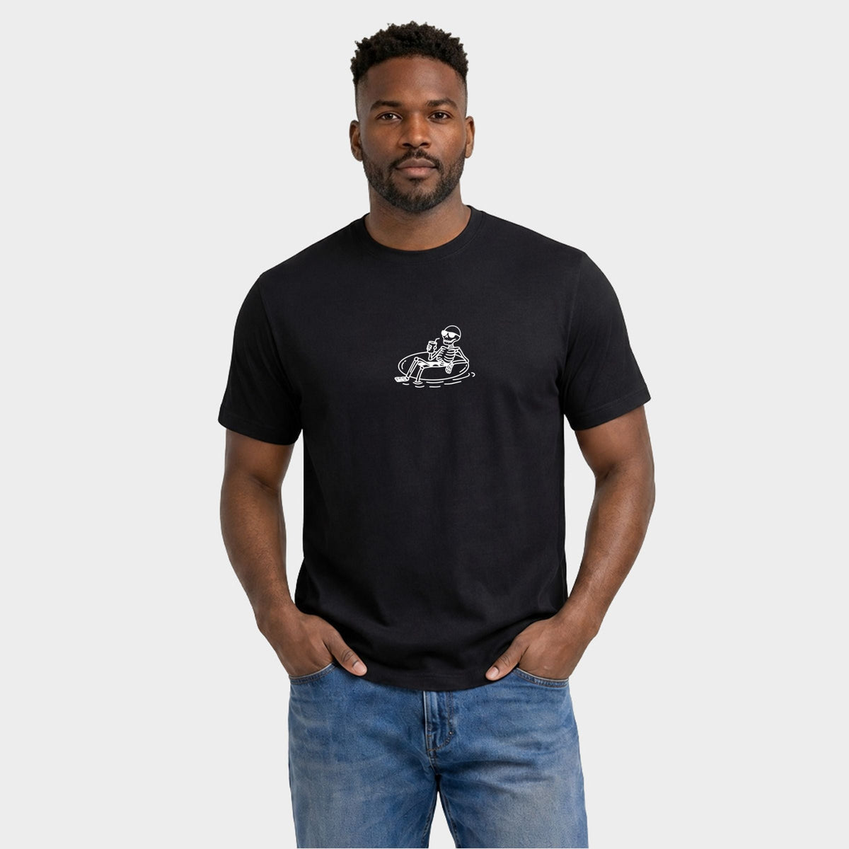 Floating Skeleton - Men's Garment Dyed Graphic T-Shirt