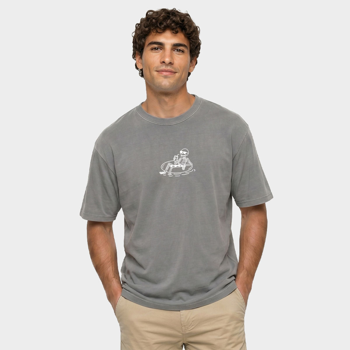 Floating Skeleton - Men's Garment Dyed Graphic T-Shirt
