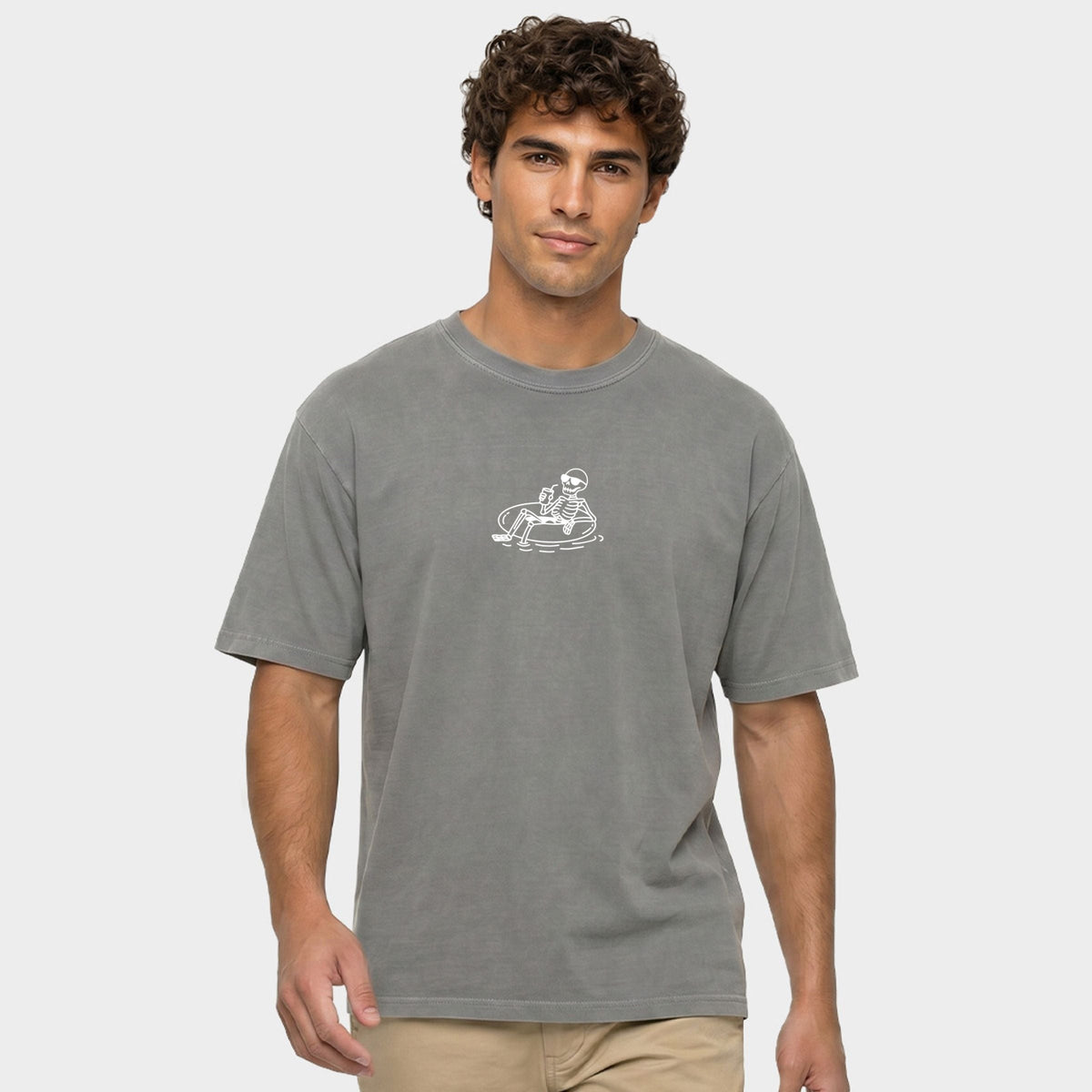 Floating Skeleton - Men's Garment Dyed Graphic T-Shirt