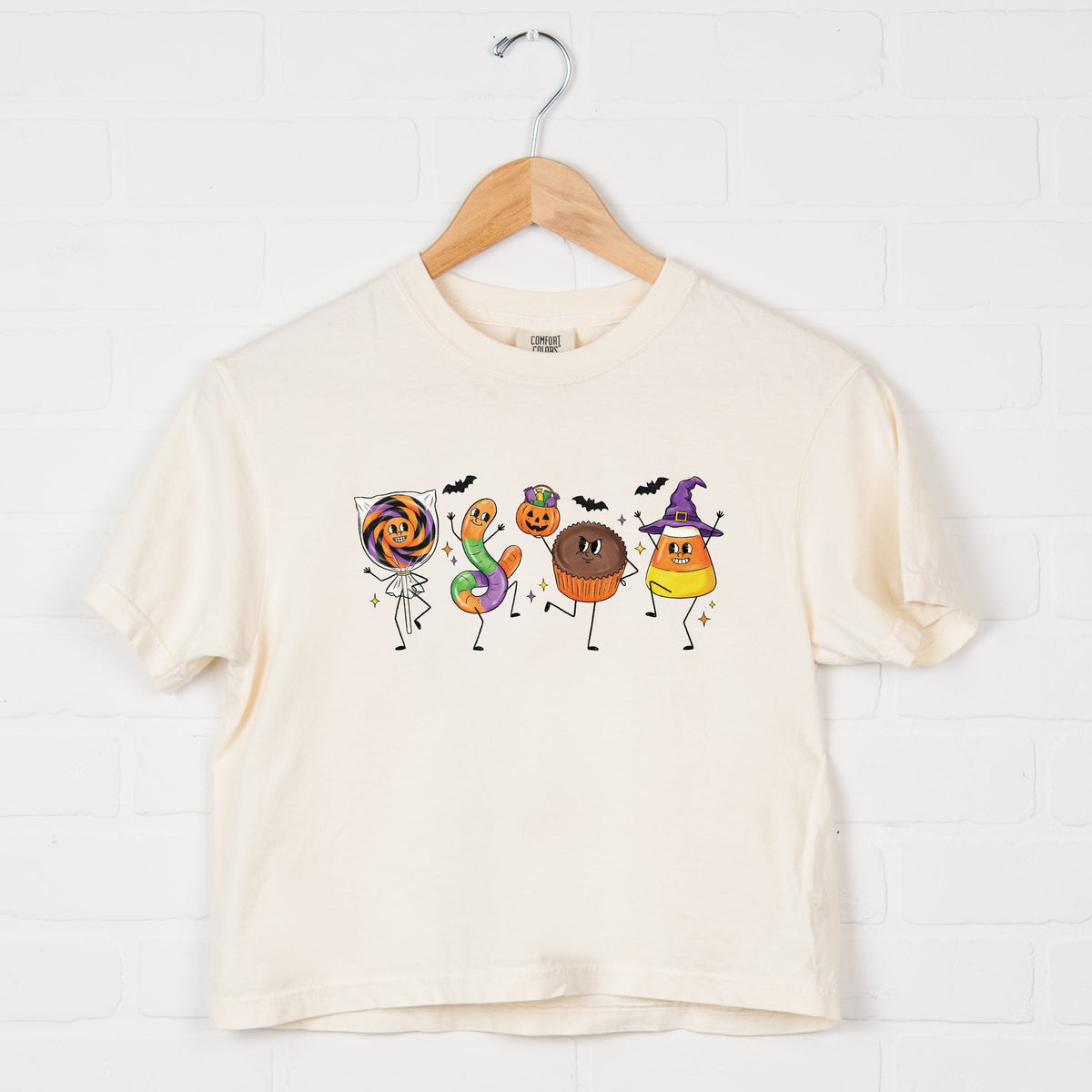 Candy Stick Figures - Women's Boxy Crop Top Graphic T-Shirt