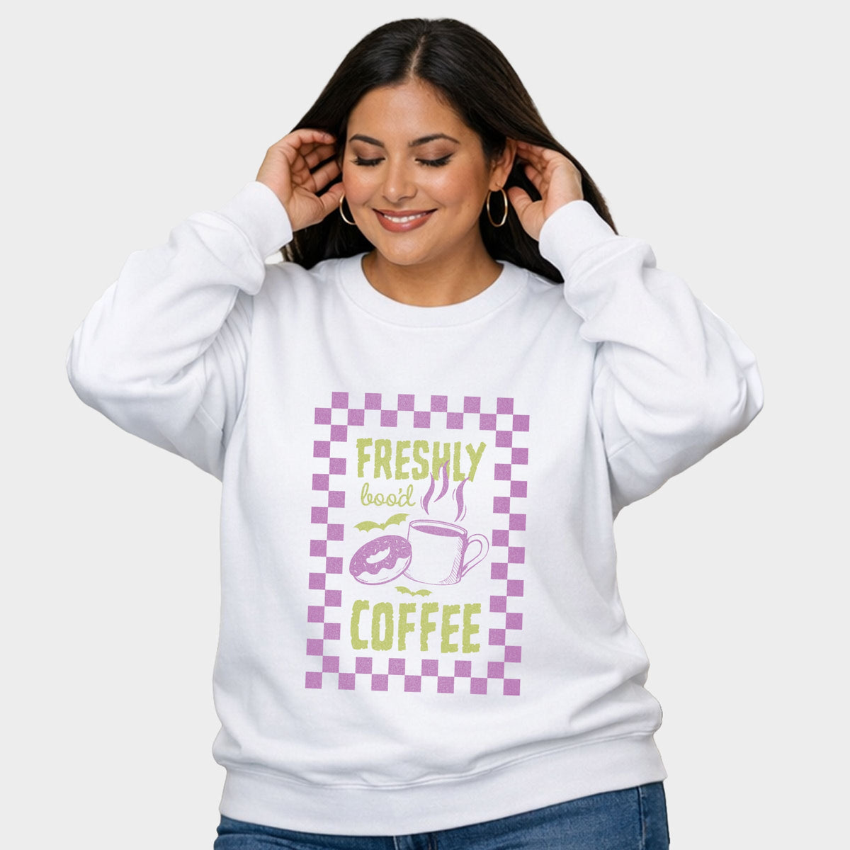 Freshly Boo'd Coffee - Women's Plus Sized Graphic Sweatshirt