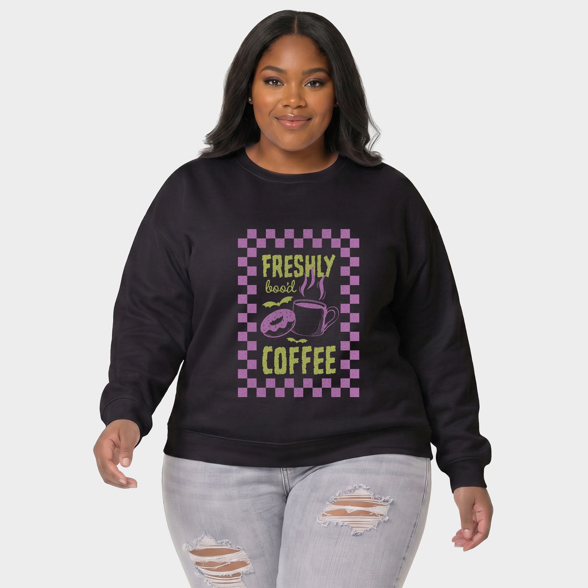 Freshly Boo'd Coffee - Women's Plus Sized Graphic Sweatshirt