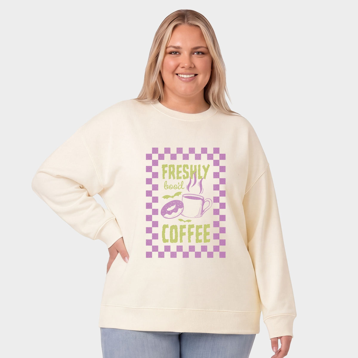Freshly Boo'd Coffee - Women's Plus Sized Graphic Sweatshirt
