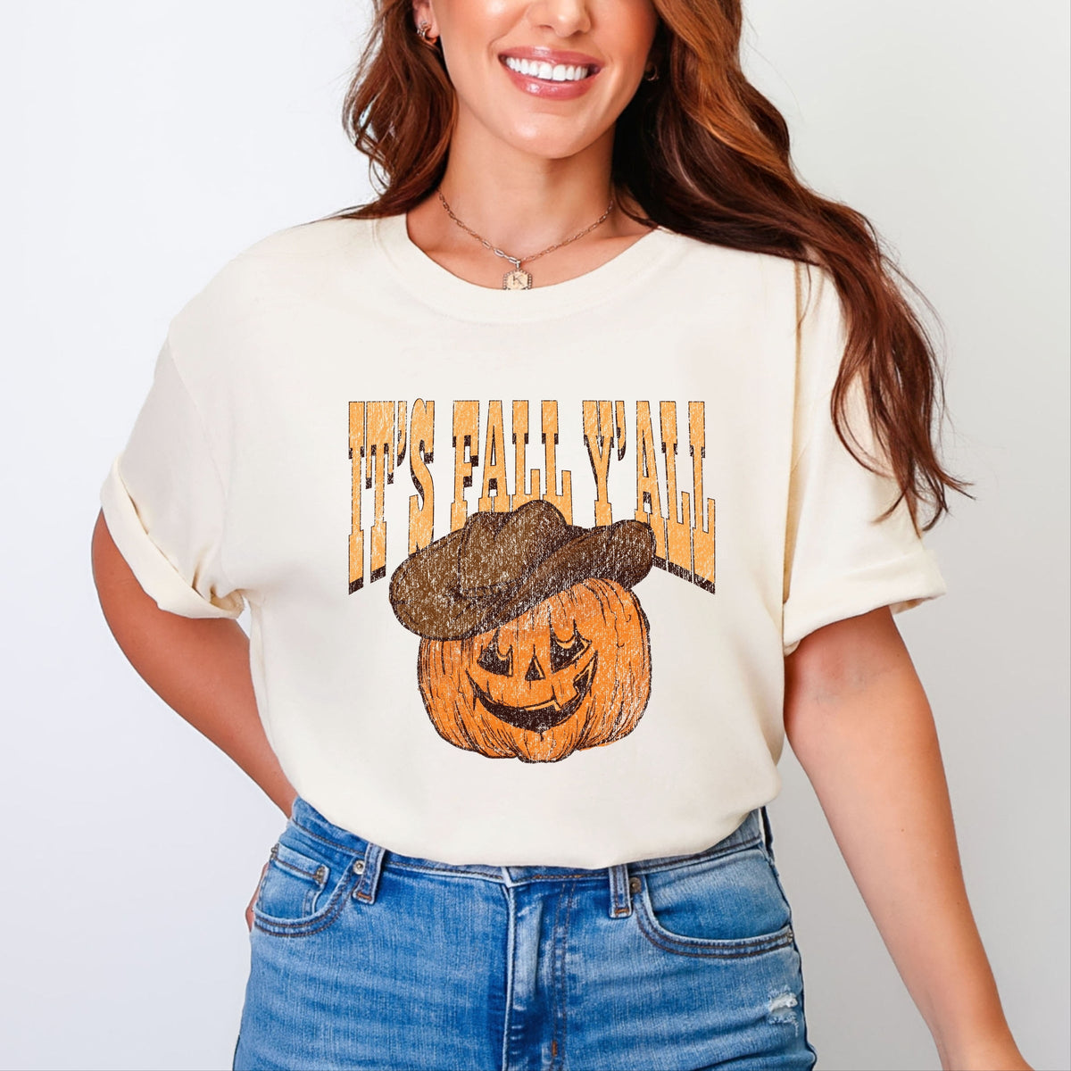 It's Fall Y'all Jack-O-Lantern - Women's Garment Dyed Graphic T-Shirt