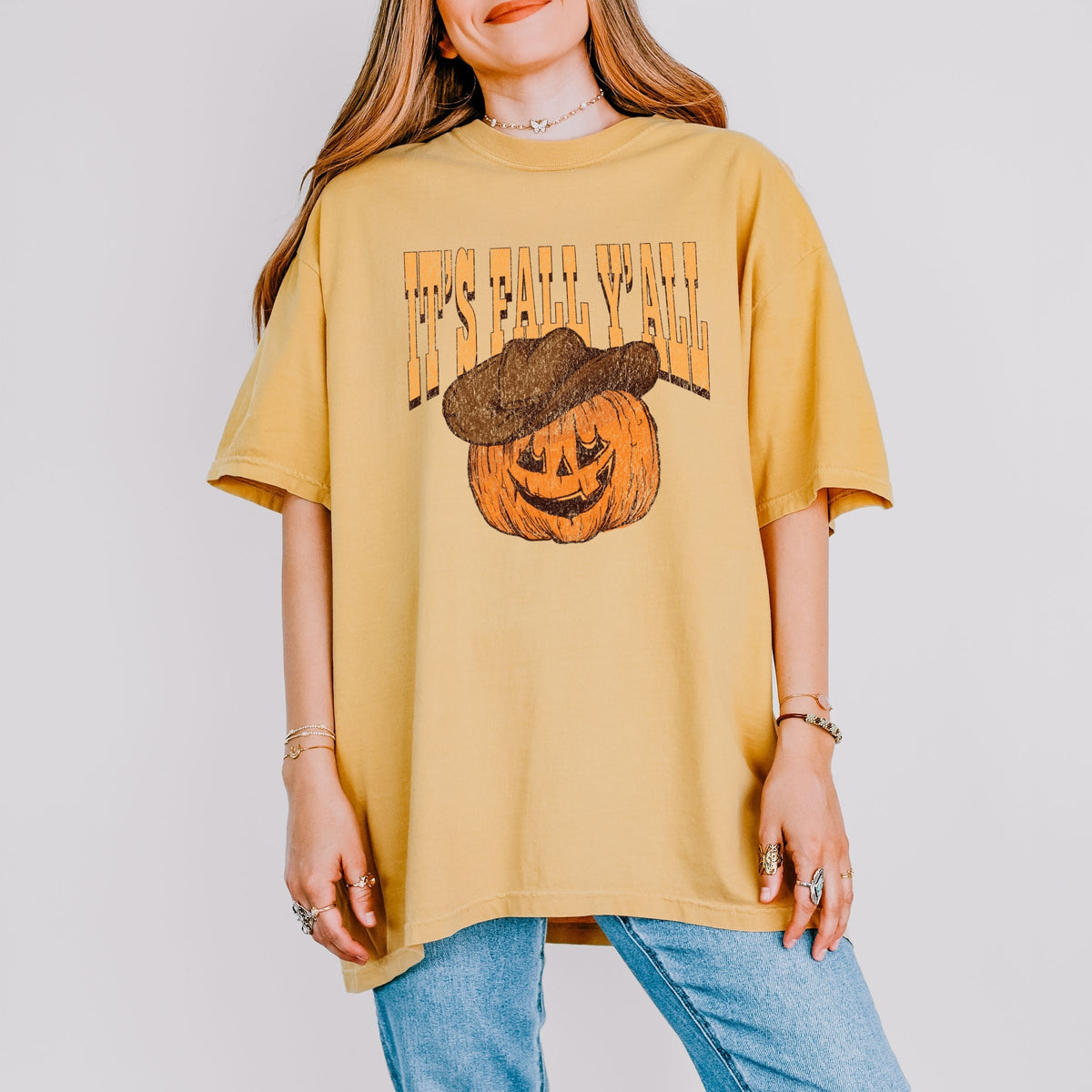 It's Fall Y'all Jack-O-Lantern - Women's Garment Dyed Graphic T-Shirt