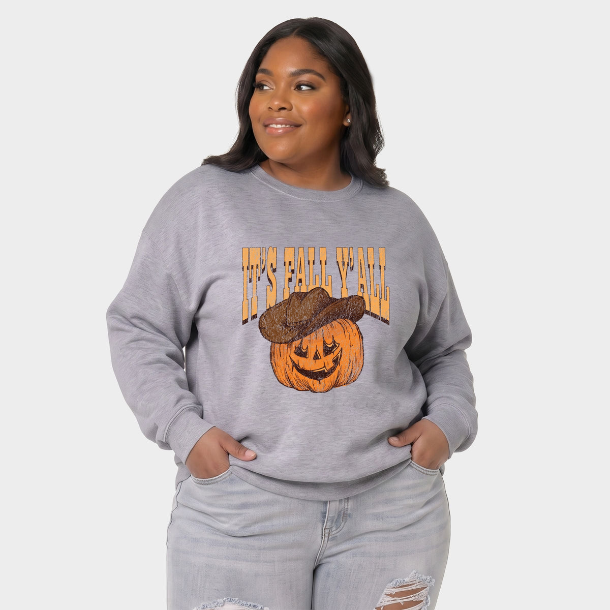 It's Fall Y'all Jack-O-Lantern - Women's Plus Sized Graphic Sweatshirt