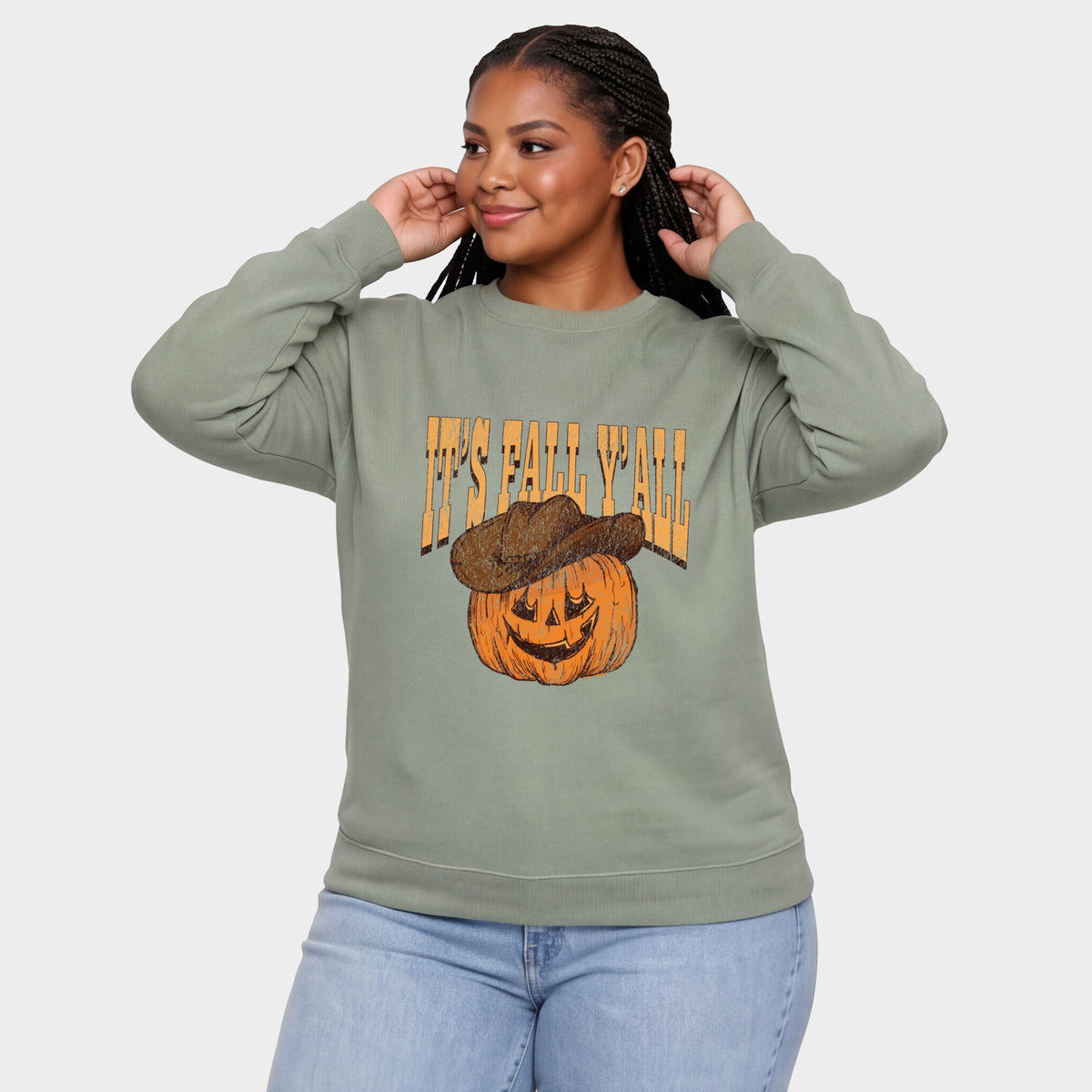 It's Fall Y'all Jack-O-Lantern - Women's Plus Sized Graphic Sweatshirt
