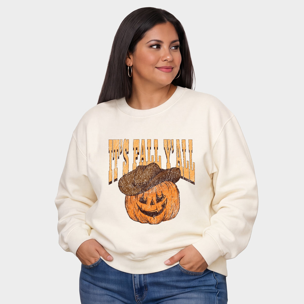 It's Fall Y'all Jack-O-Lantern - Women's Plus Sized Graphic Sweatshirt