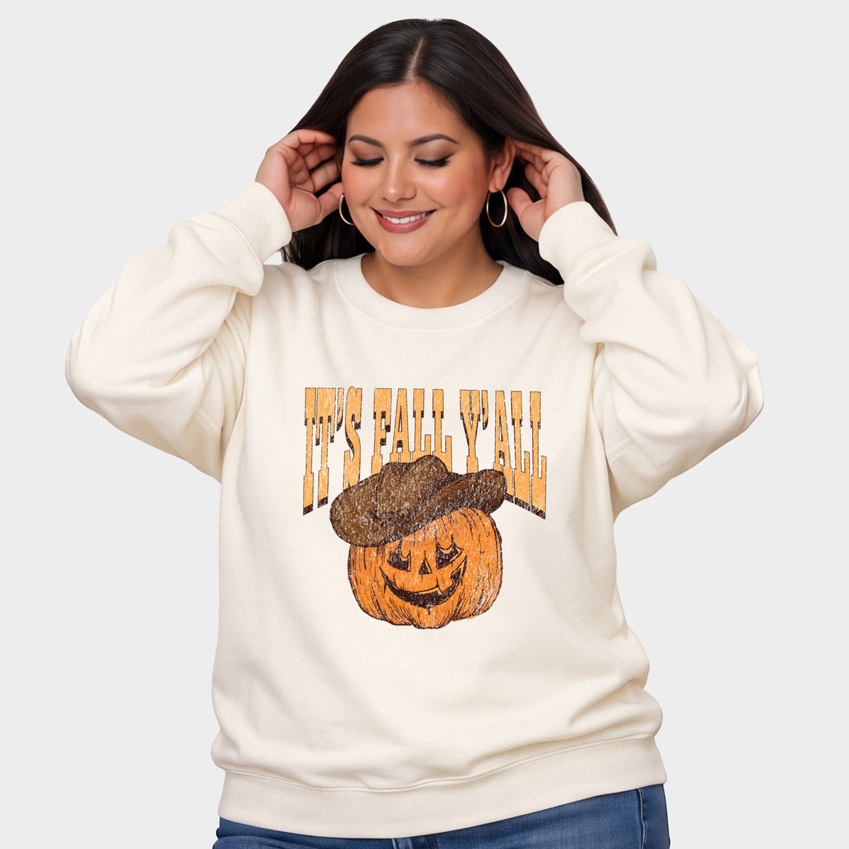 It's Fall Y'all Jack-O-Lantern - Women's Plus Sized Graphic Sweatshirt