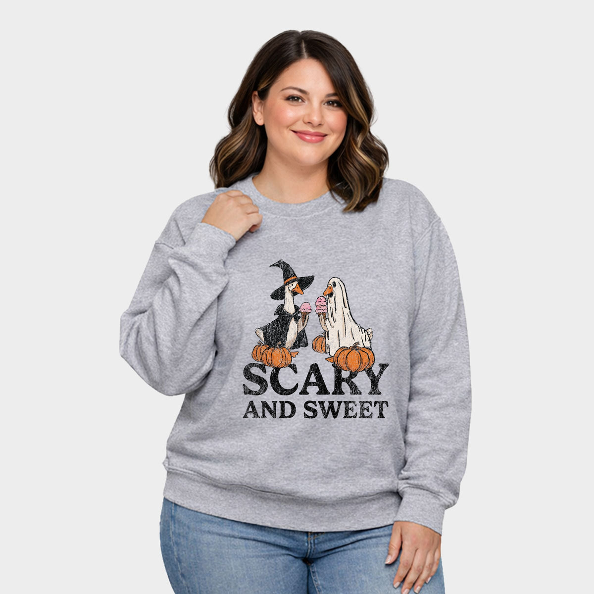 Scary and Sweet Geese - Women's Plus Sized Graphic Sweatshirt