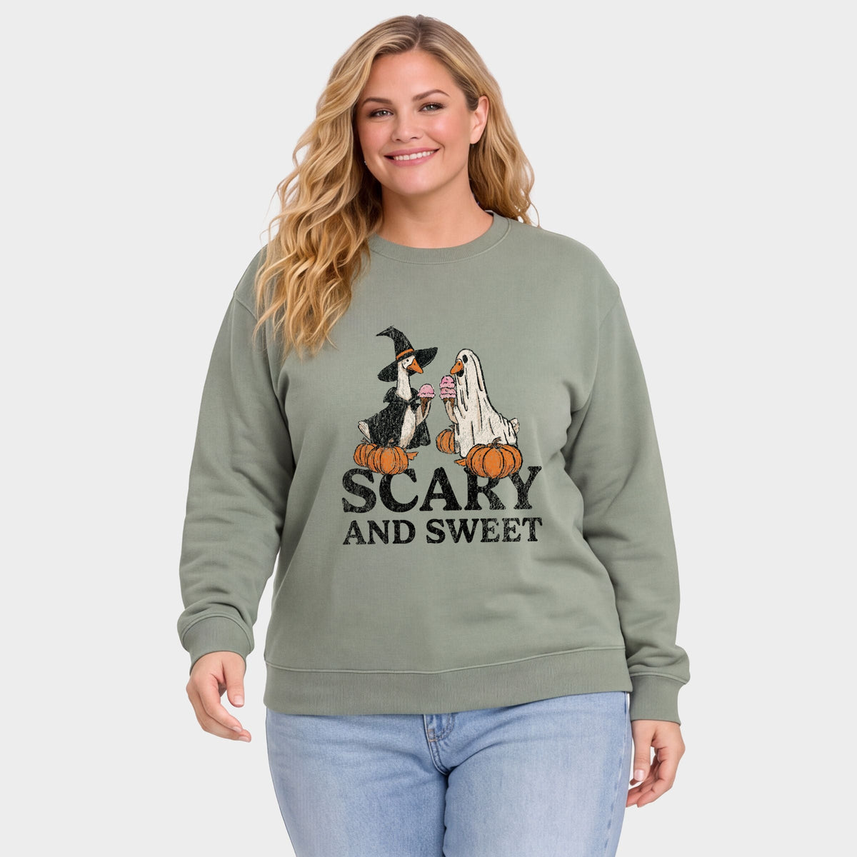 Scary and Sweet Geese - Women's Plus Sized Graphic Sweatshirt