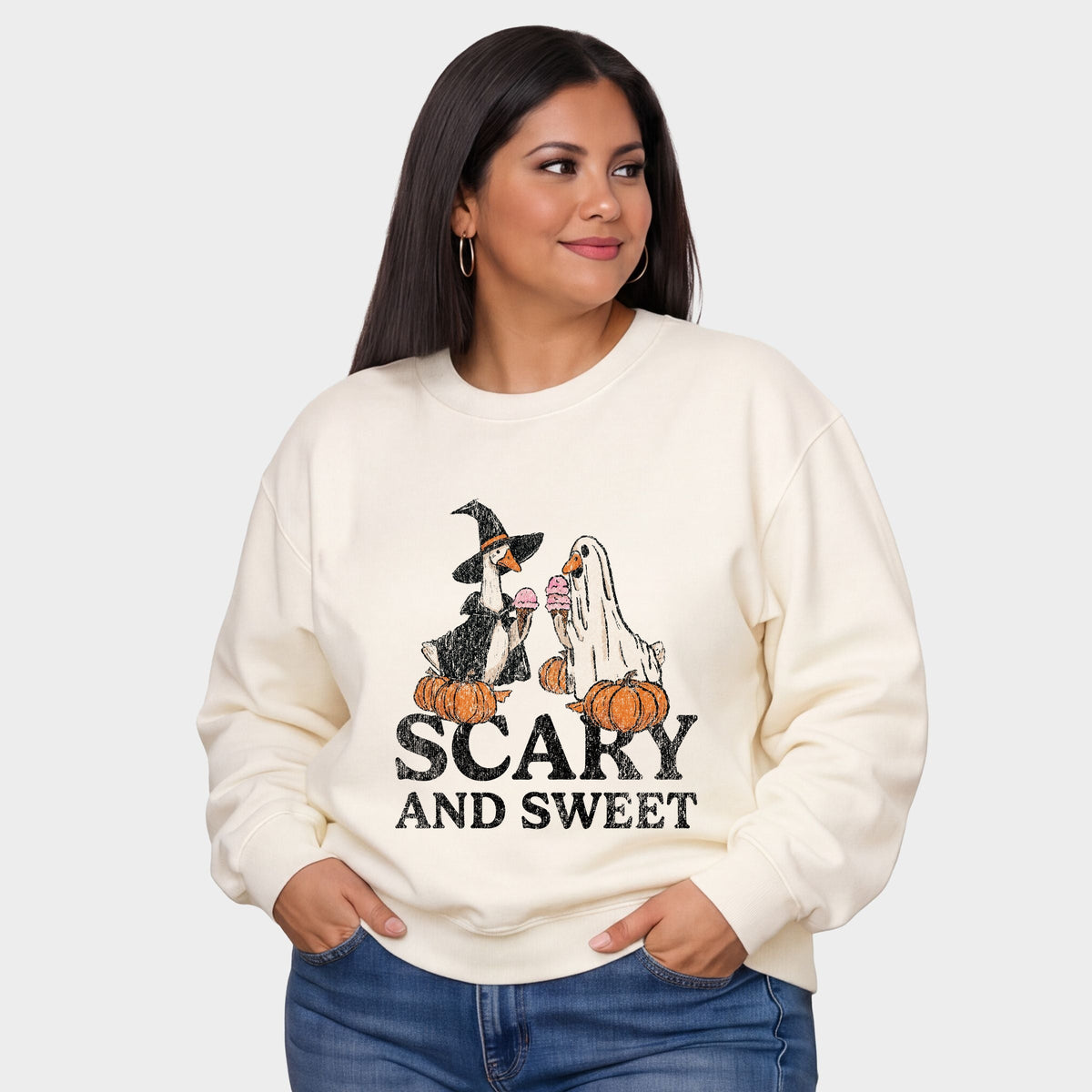 Scary and Sweet Geese - Women's Plus Sized Graphic Sweatshirt