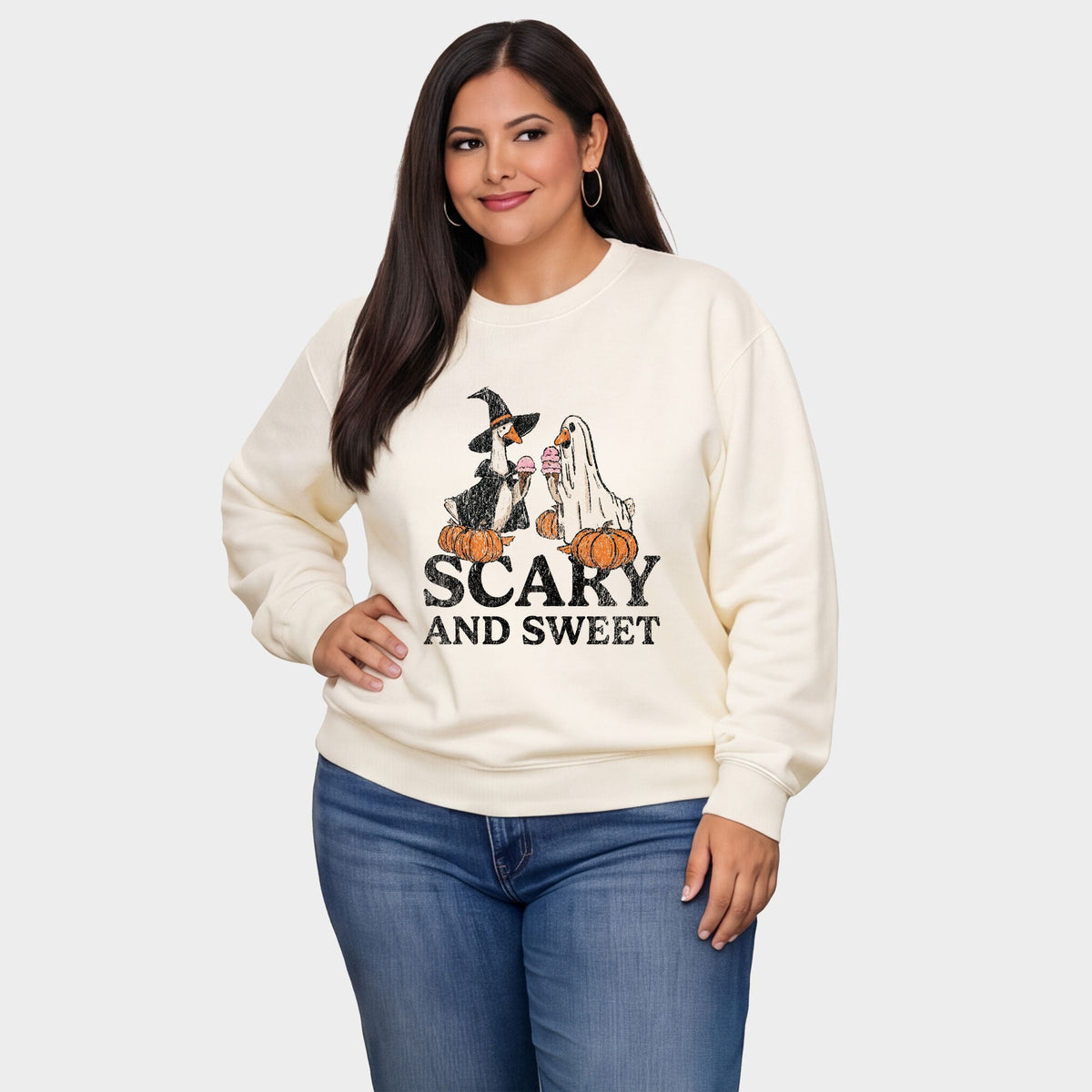 Scary and Sweet Geese - Women's Plus Sized Graphic Sweatshirt