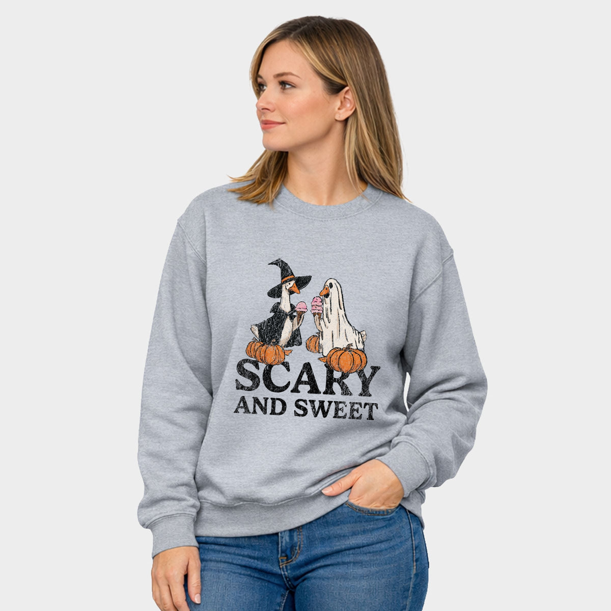 Scary and Sweet Geese - Women's Graphic Sweatshirt