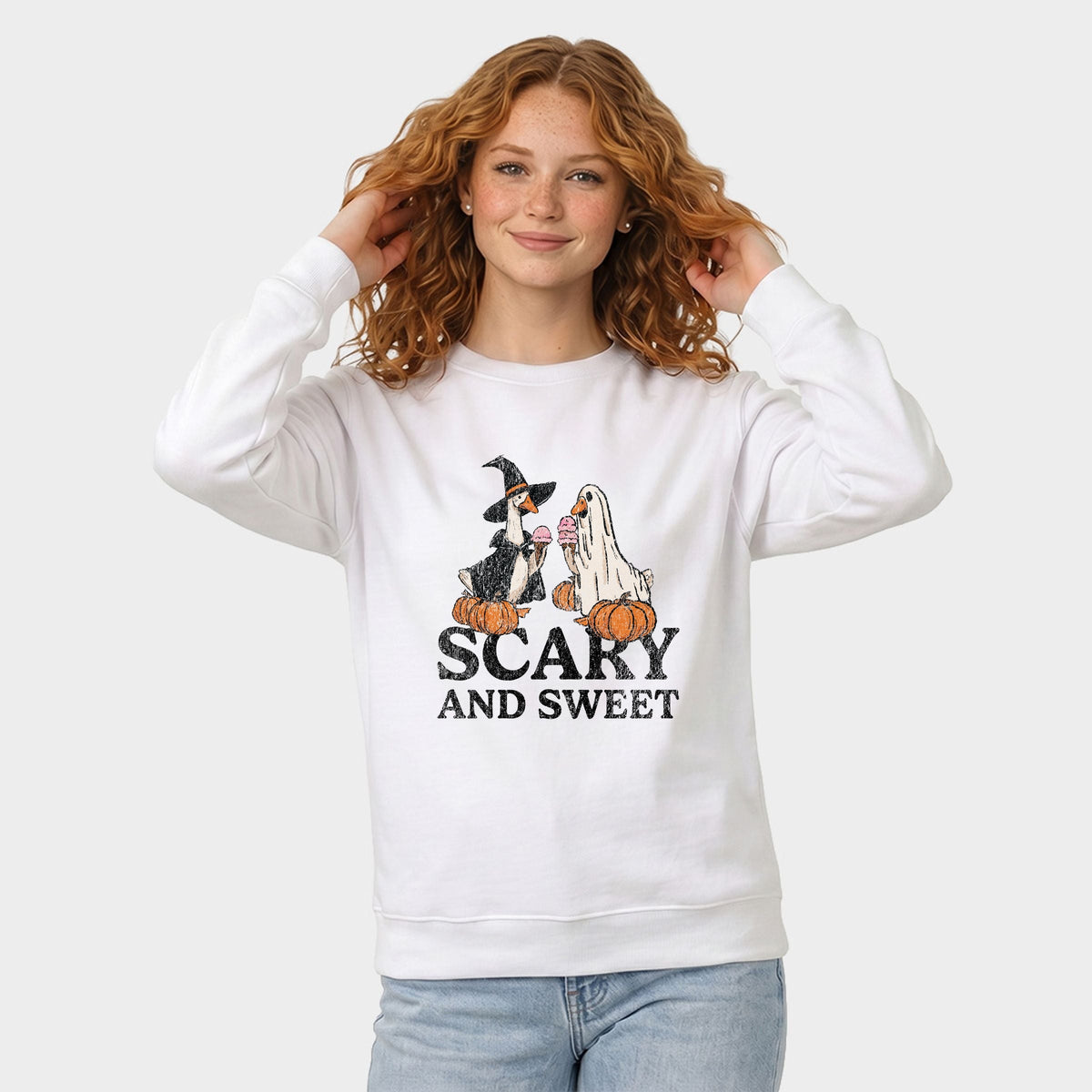 Scary and Sweet Geese - Women's Graphic Sweatshirt