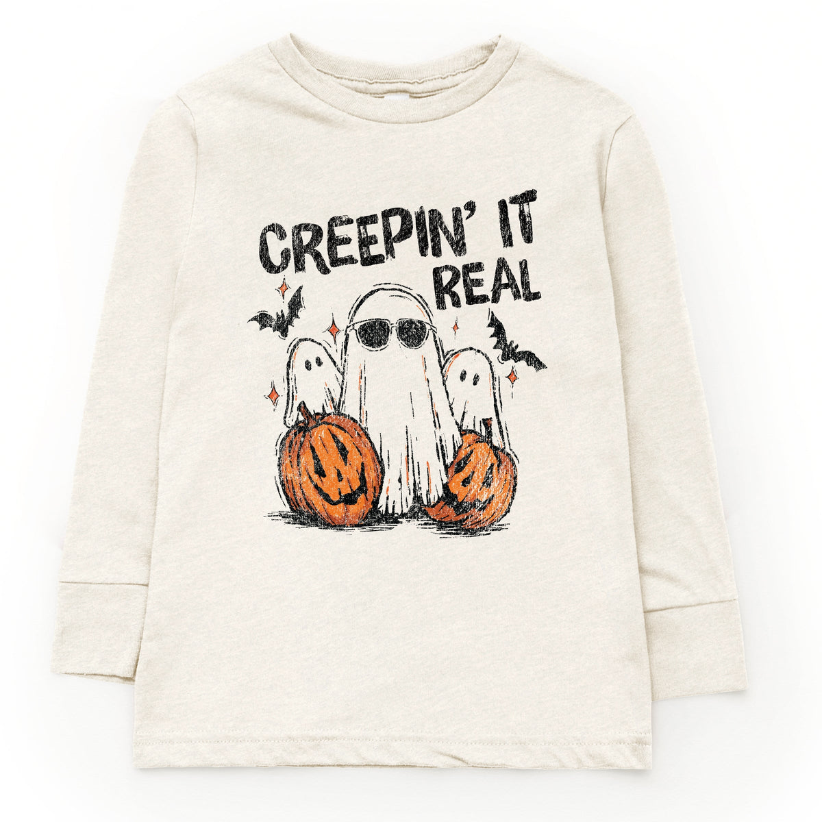 Creepin it Real Ghosts - Youth Long Sleeve Graphic T-Shirt