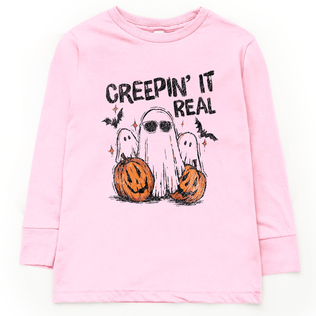 Creepin it Real Ghosts - Youth Long Sleeve Graphic T-Shirt