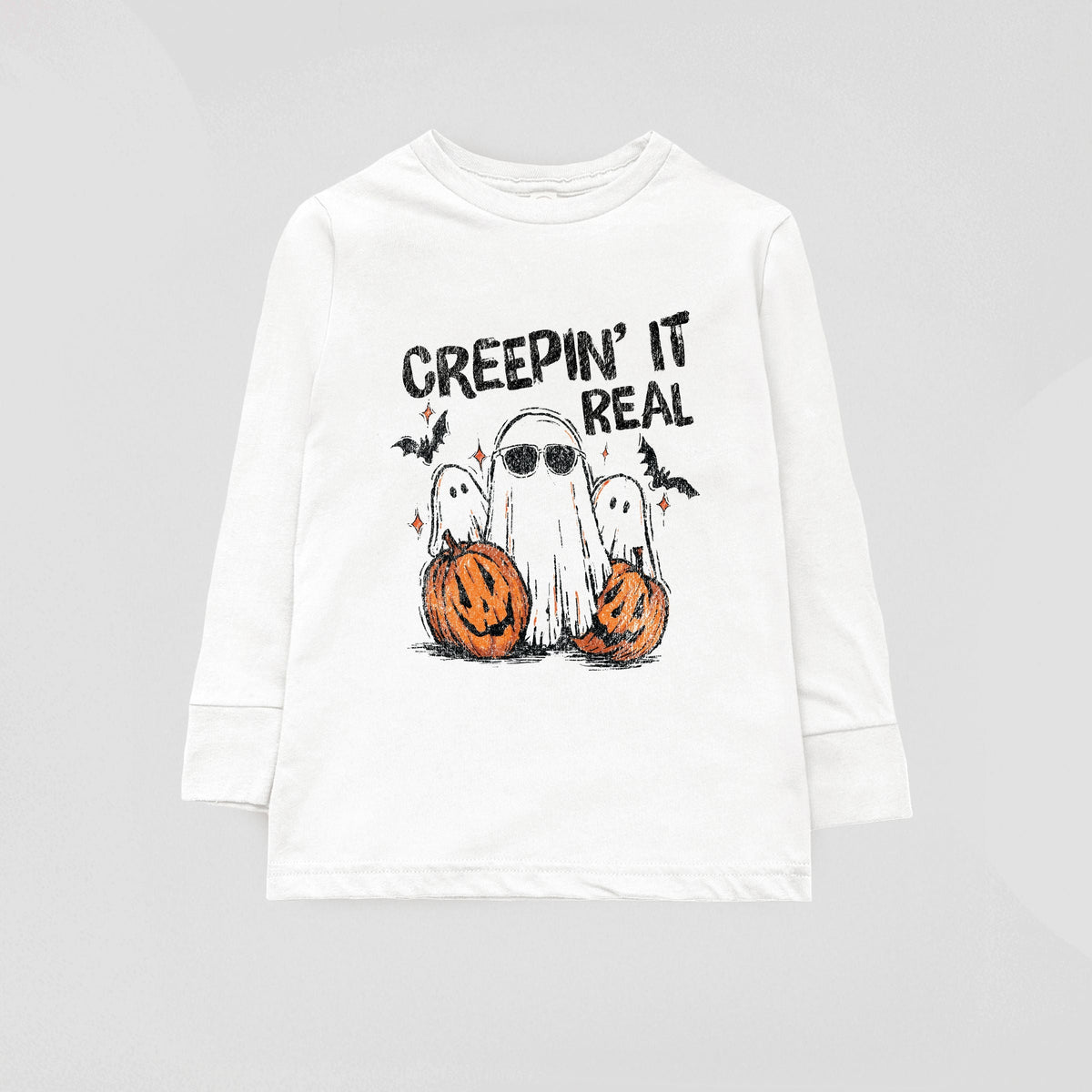 Creepin it Real Ghosts - Youth Long Sleeve Graphic T-Shirt