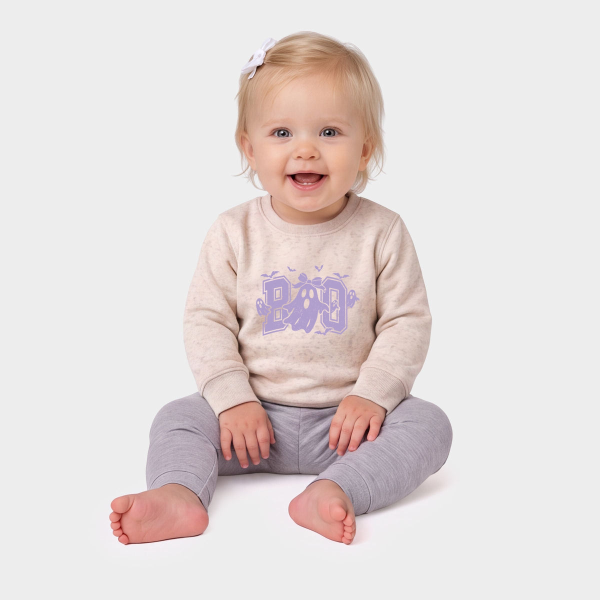 Boo Varsity Ghosts Coquette - Infant Crew Fleece Sweatshirt