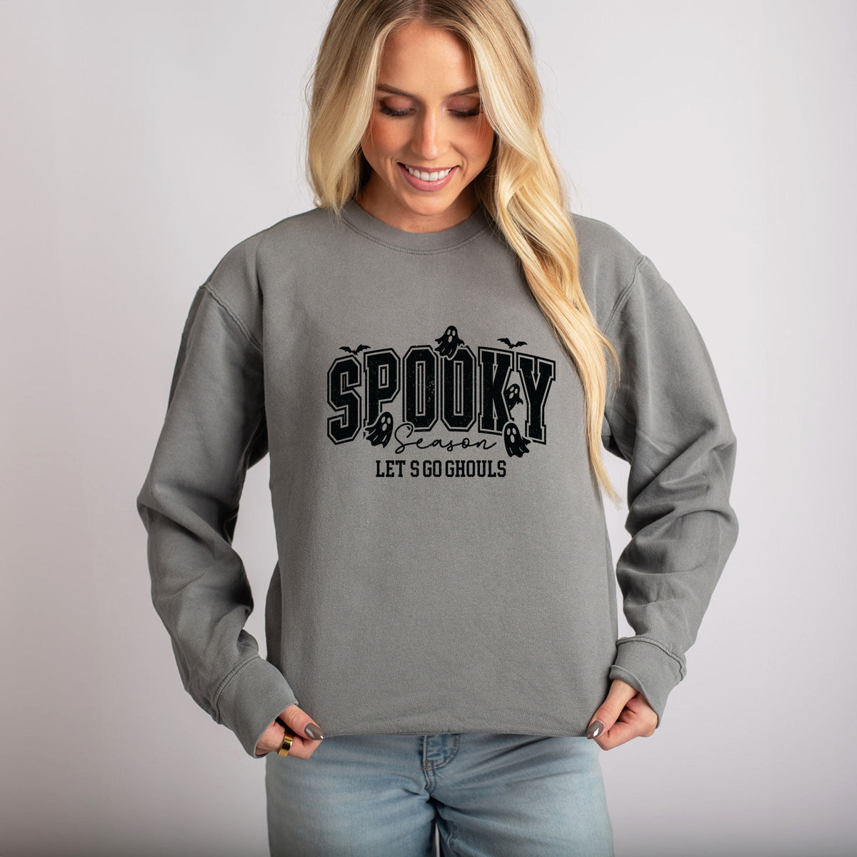 Let's Go Ghouls Varsity - Women's Lightweight Garment Dyed Sweatshirt