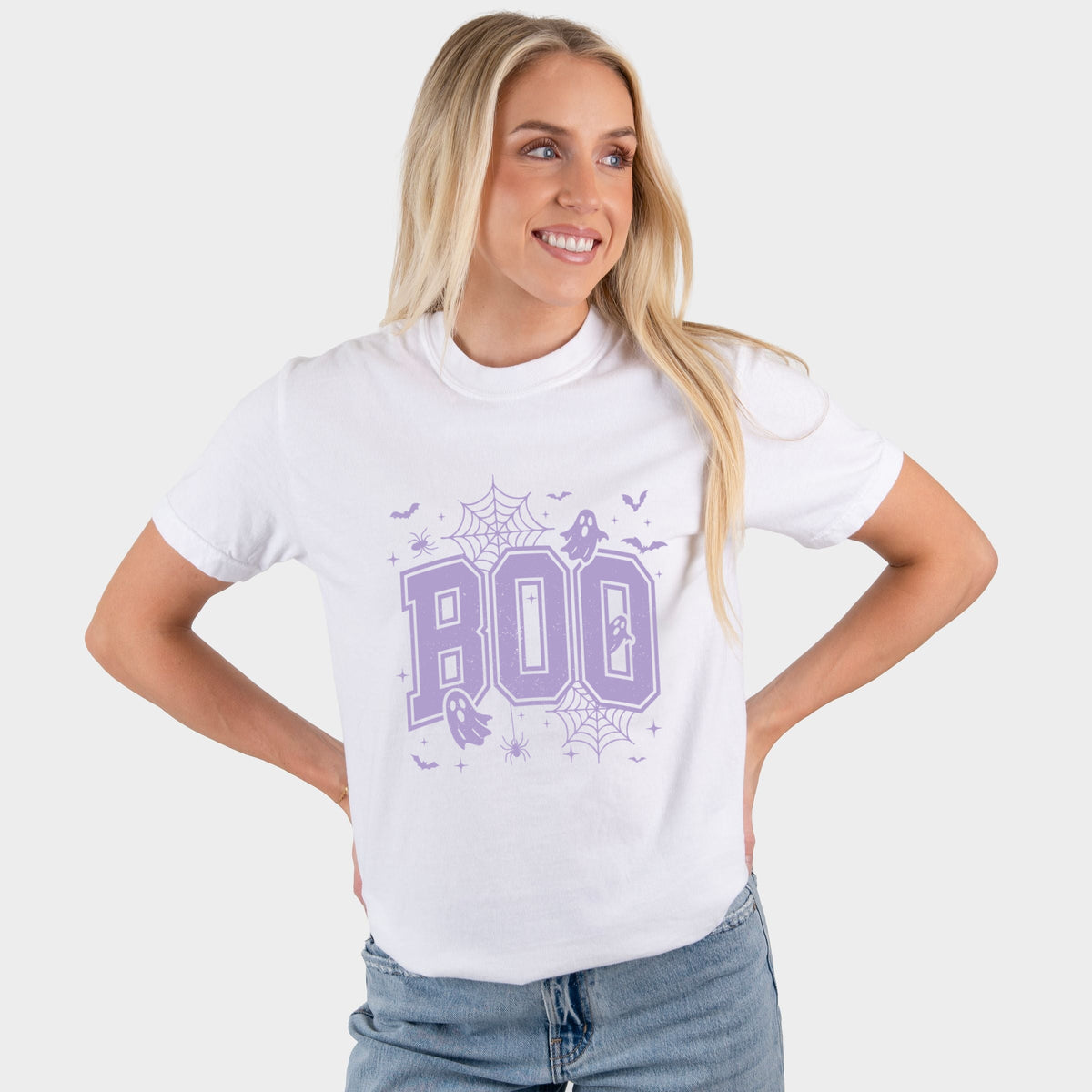 Boo Varsity Ghosts - Women's Garment Dyed Graphic T-Shirt