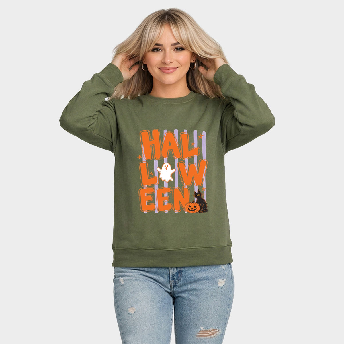 Halloween Stripes - Women's Graphic Sweatshirt