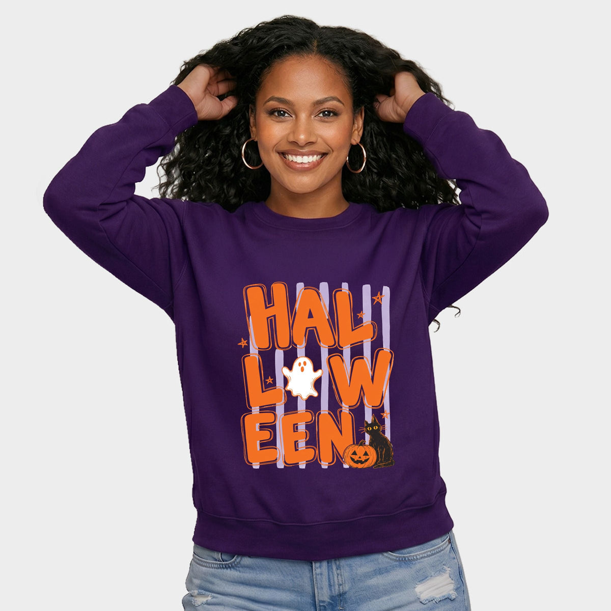 Halloween Stripes - Women's Graphic Sweatshirt