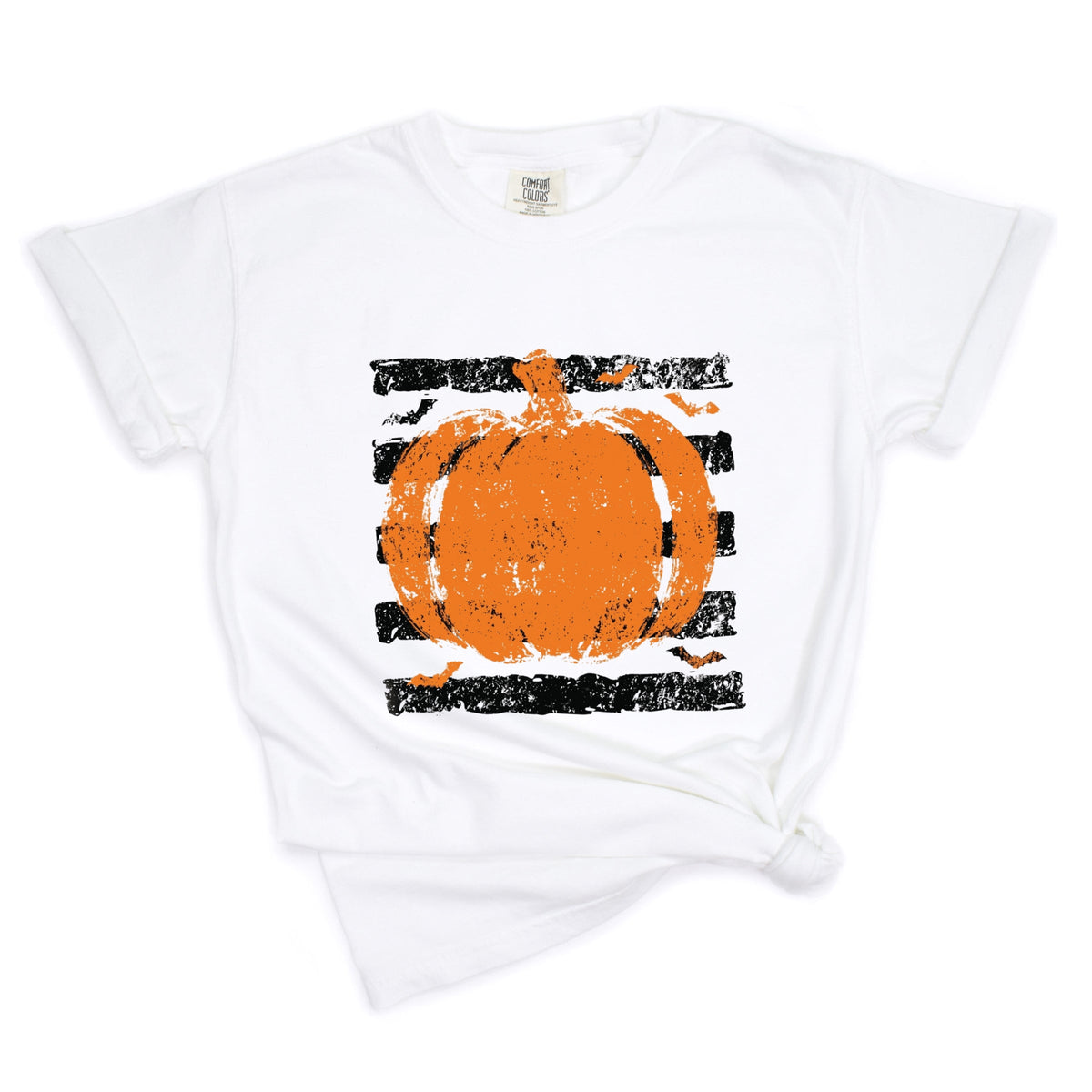 Pumpkin Stripes Bats - Women's Garment Dyed Graphic T-Shirt