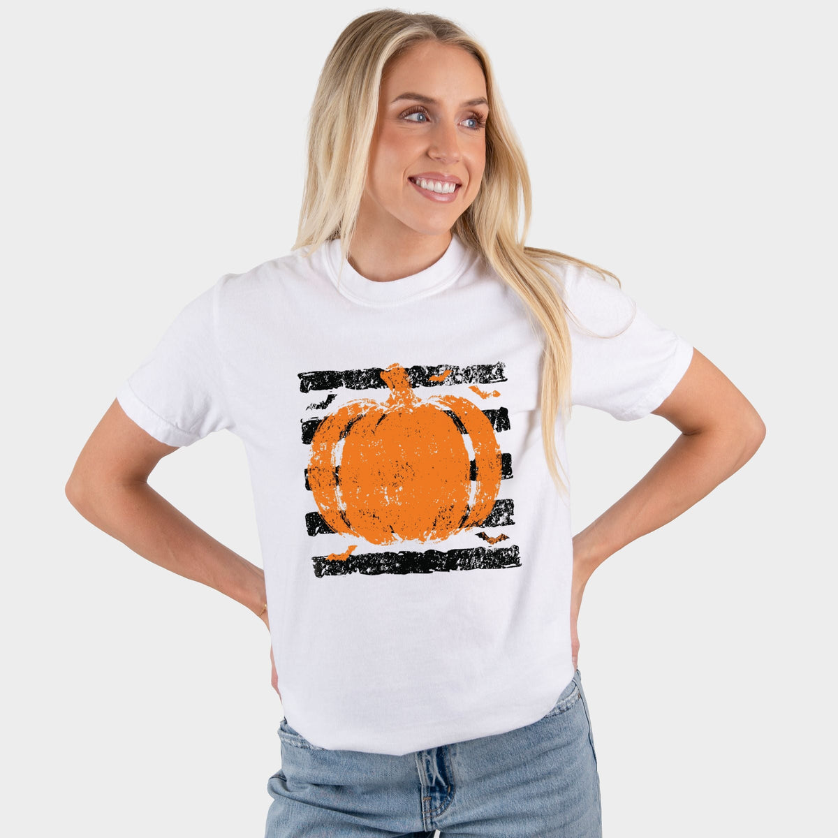 Pumpkin Stripes Bats - Women's Garment Dyed Graphic T-Shirt