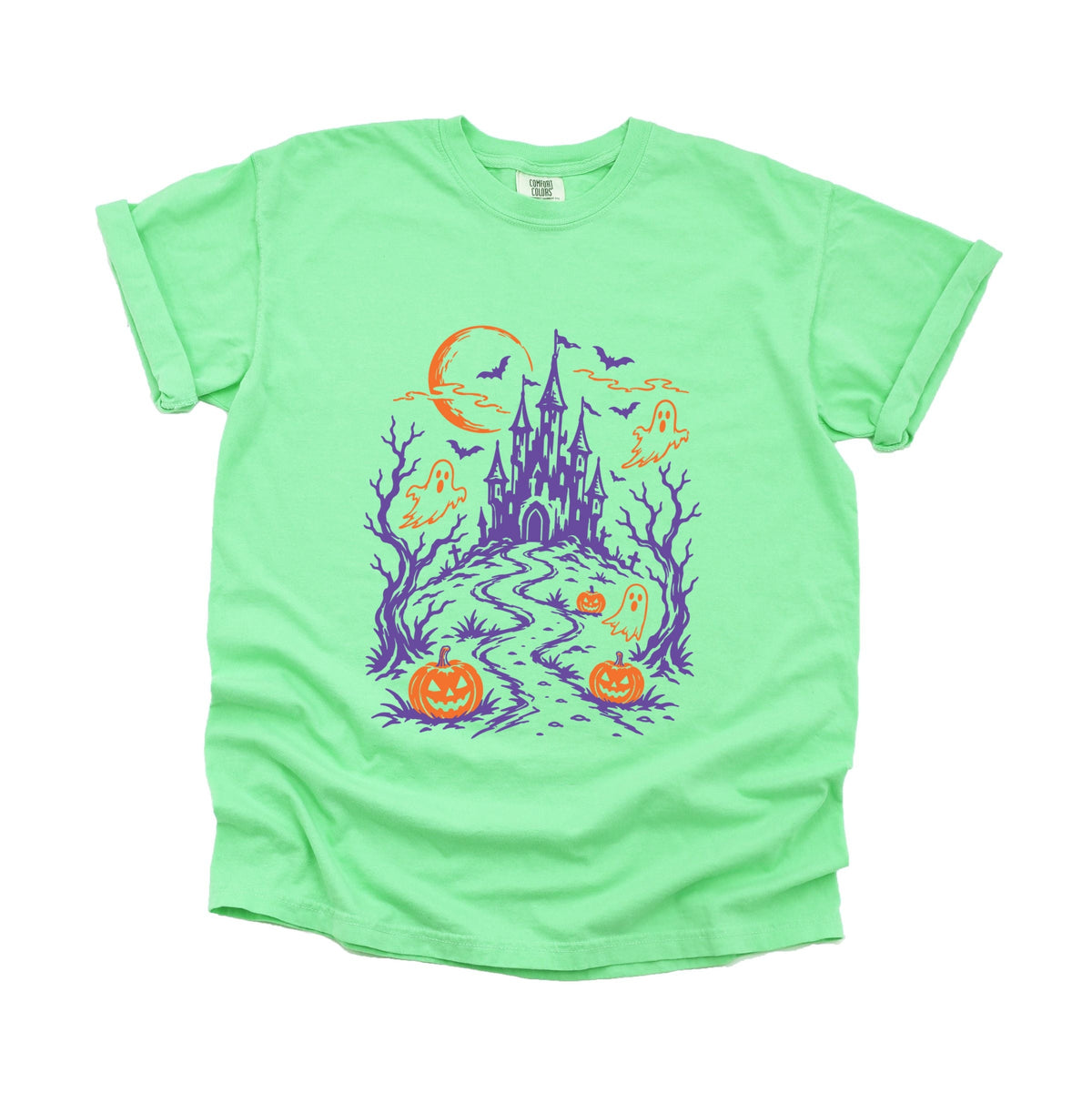 Haunted House - Women's Garment Dyed Graphic T-Shirt