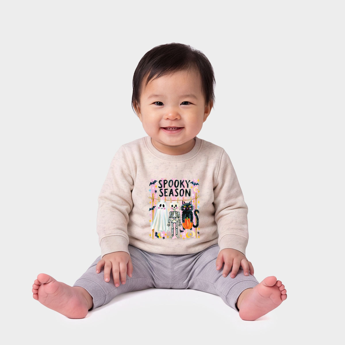 Halloween Character Clothesline - Infant Crew Fleece Sweatshirt