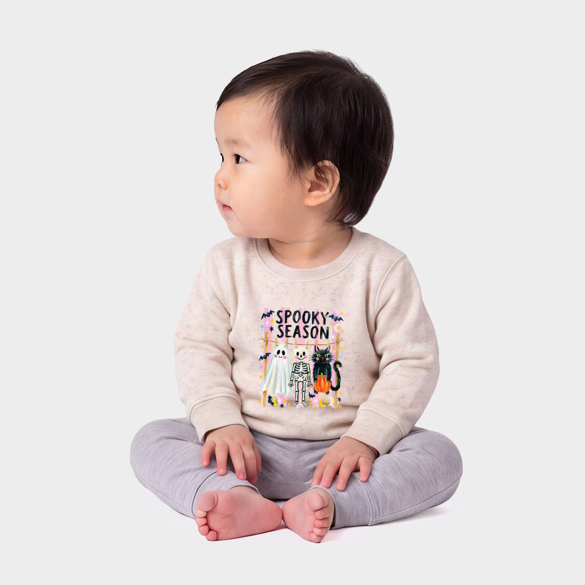 Halloween Character Clothesline - Infant Crew Fleece Sweatshirt