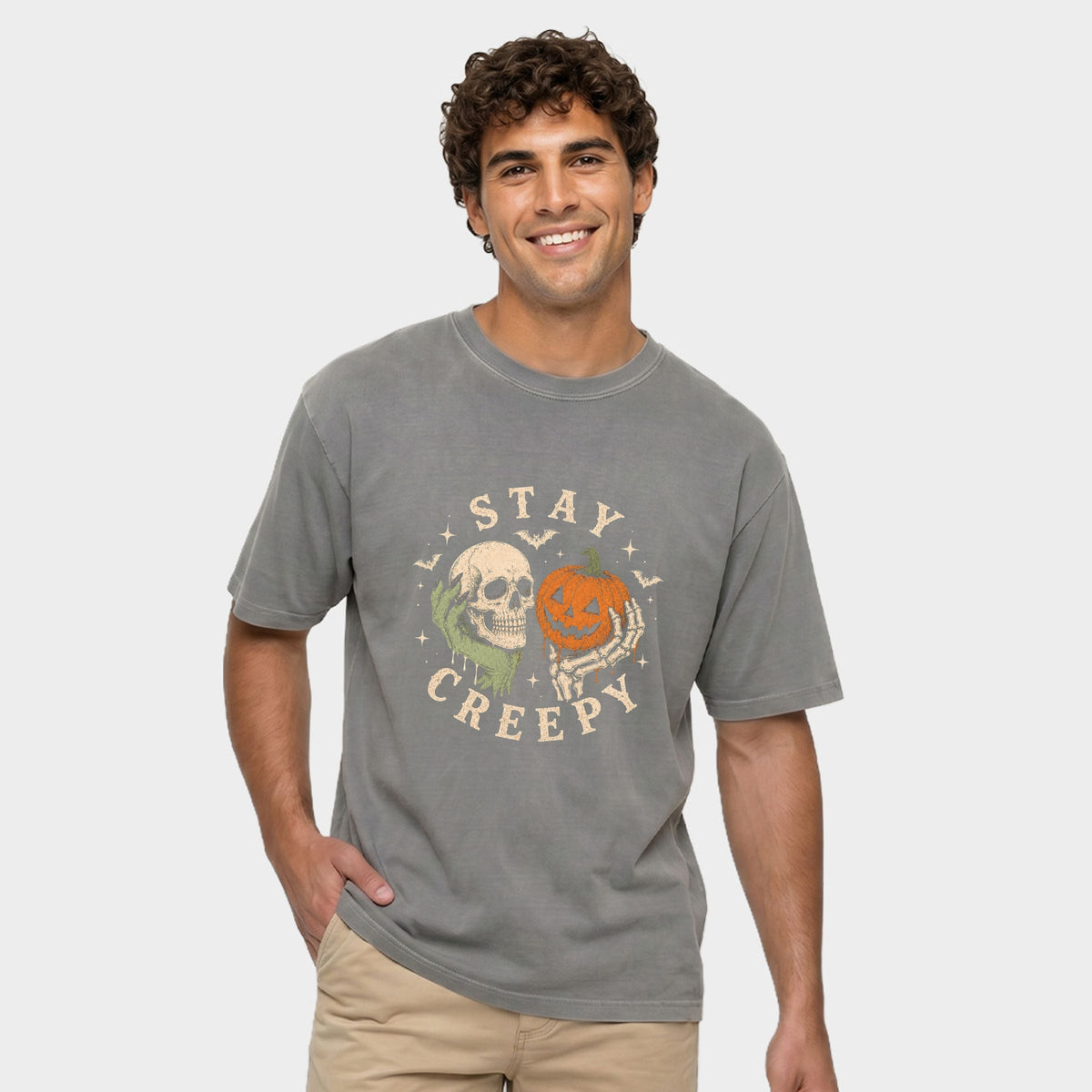 Stay Creepy - Men's Garment Dyed Graphic T-Shirt