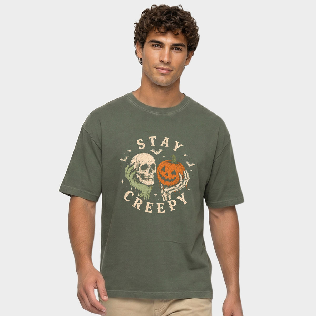 Stay Creepy - Men's Garment Dyed Graphic T-Shirt