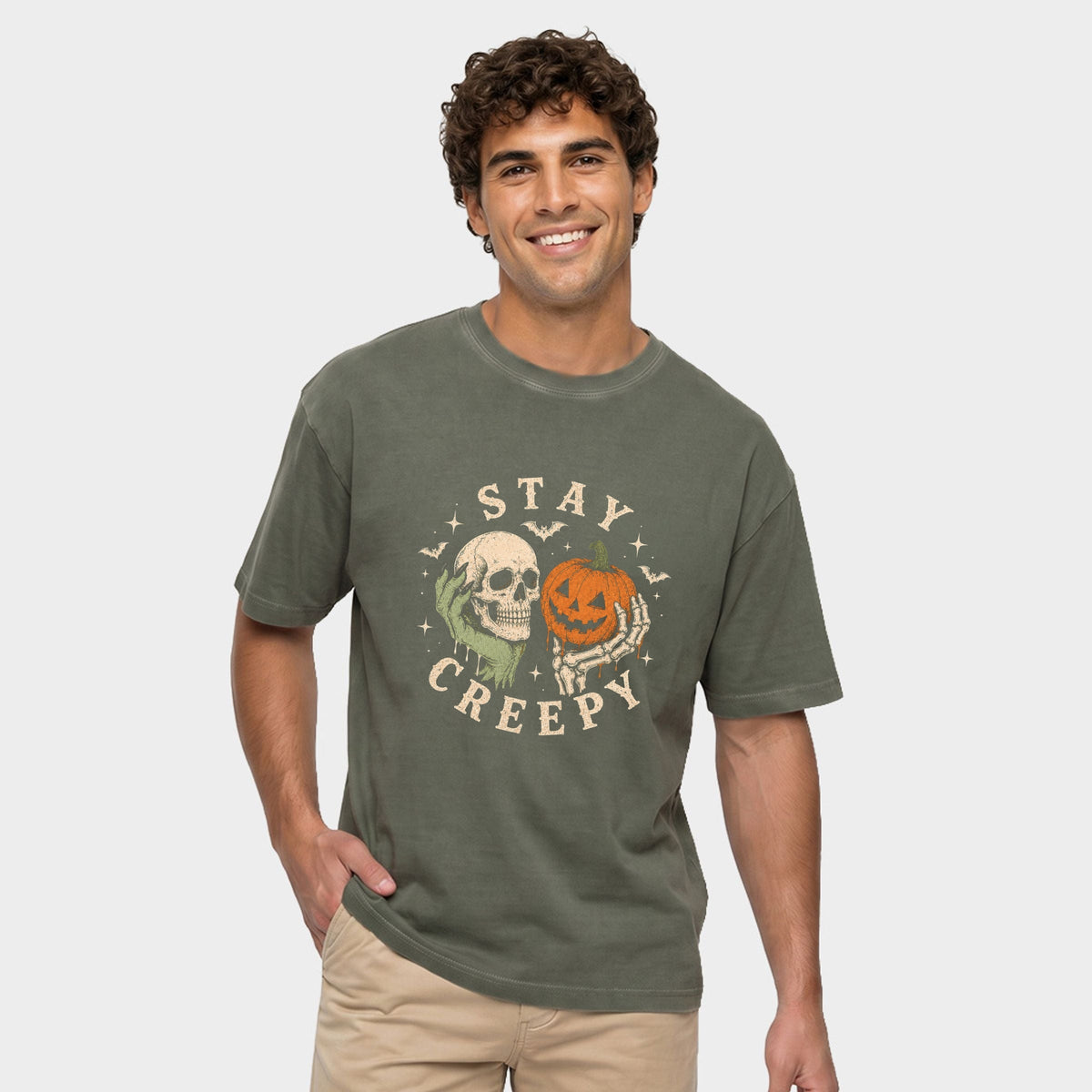 Stay Creepy - Men's Garment Dyed Graphic T-Shirt
