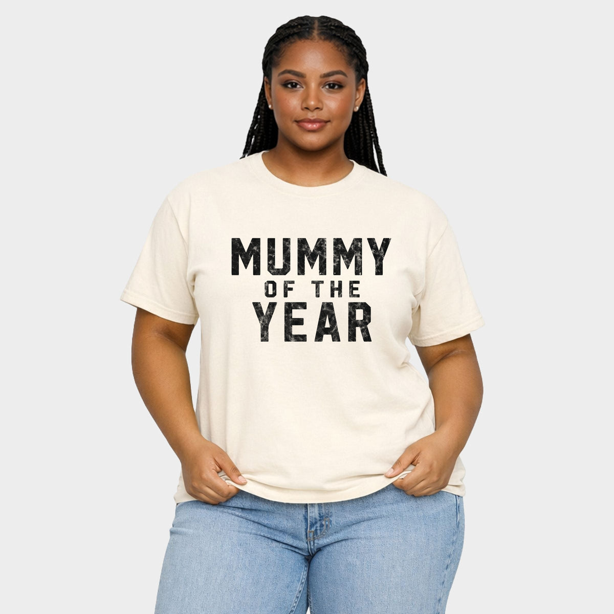 Mummy of the Year  - Women's Plus Sized Garment Dyed Graphic T-Shirt