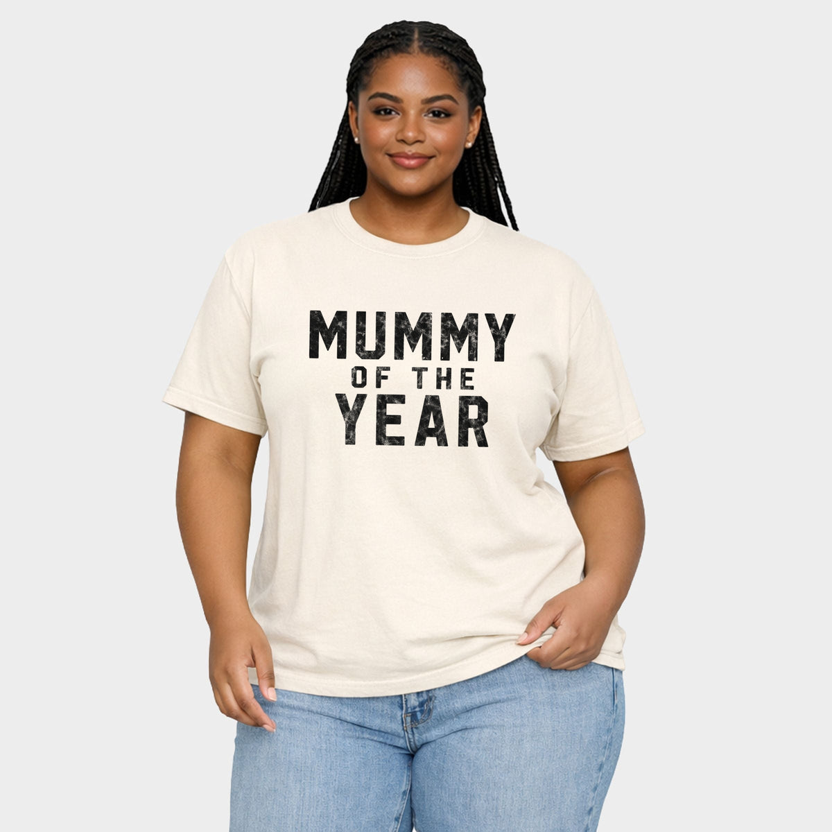 Mummy of the Year  - Women's Plus Sized Garment Dyed Graphic T-Shirt