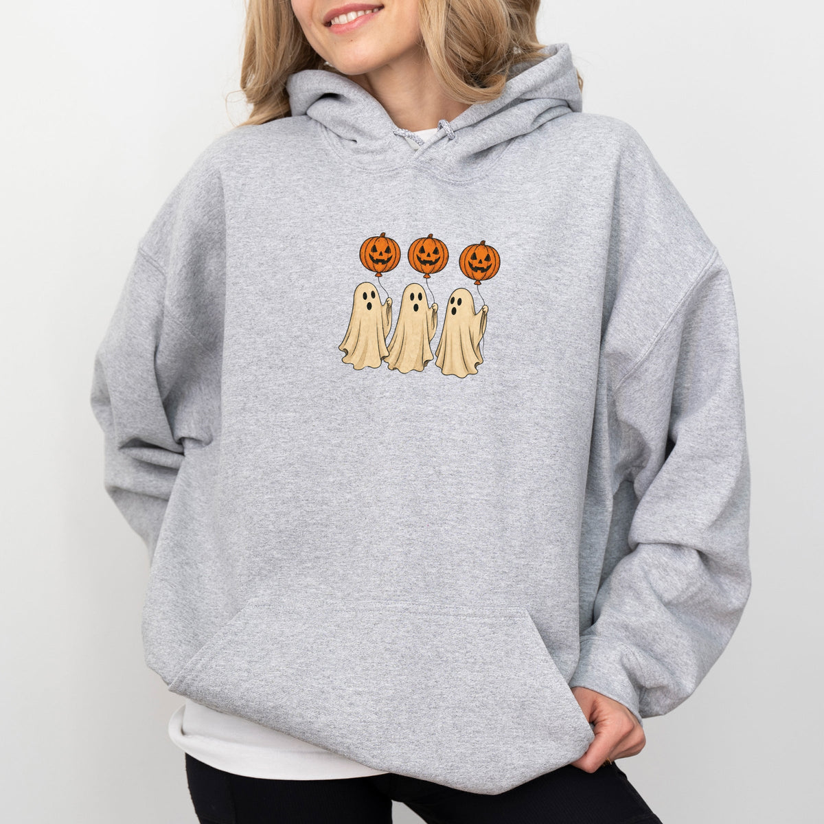 Ghosts With Pumpkins - Women's Graphic Hoodie