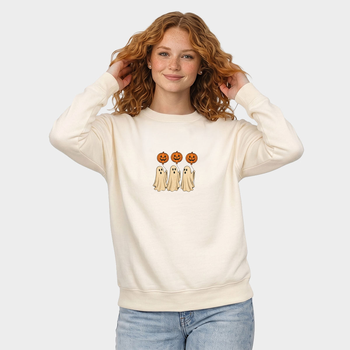 Ghosts With Pumpkins - Women's Graphic Sweatshirt