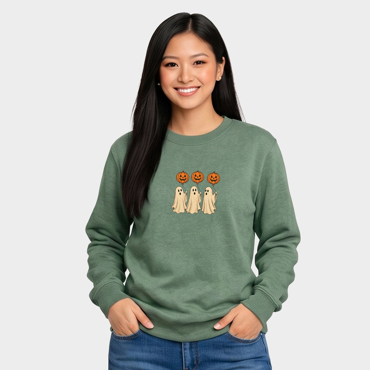 Ghosts With Pumpkins - Women's Graphic Sweatshirt