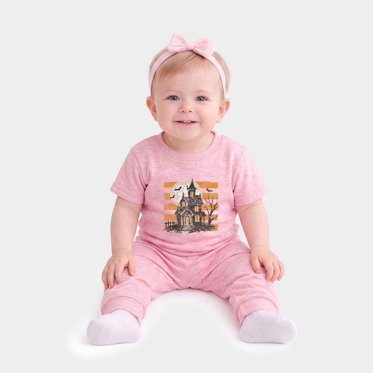Haunted House Orange Stripes - Infant Jogger Pant Crew Set