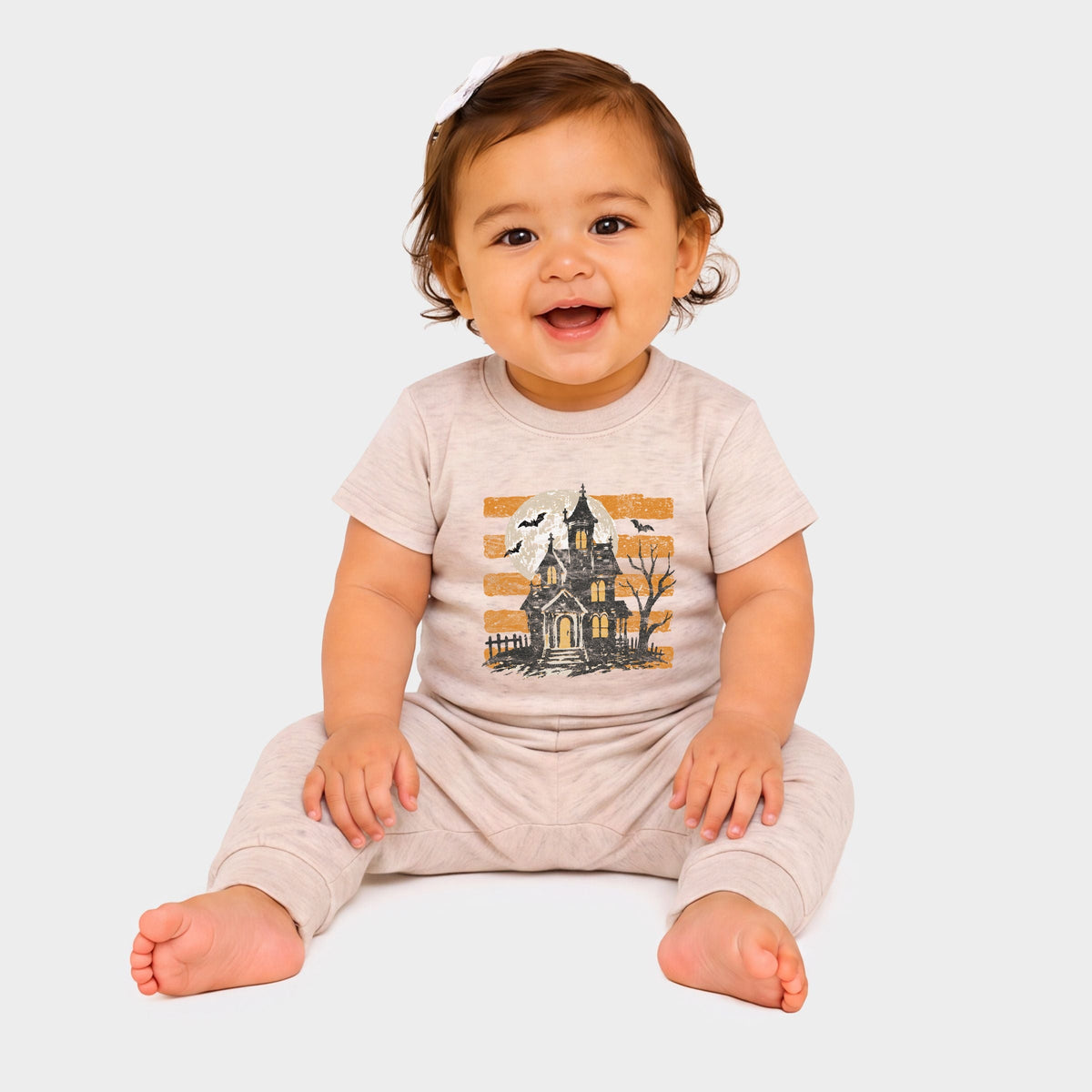 Haunted House Orange Stripes - Infant Jogger Pant Crew Set