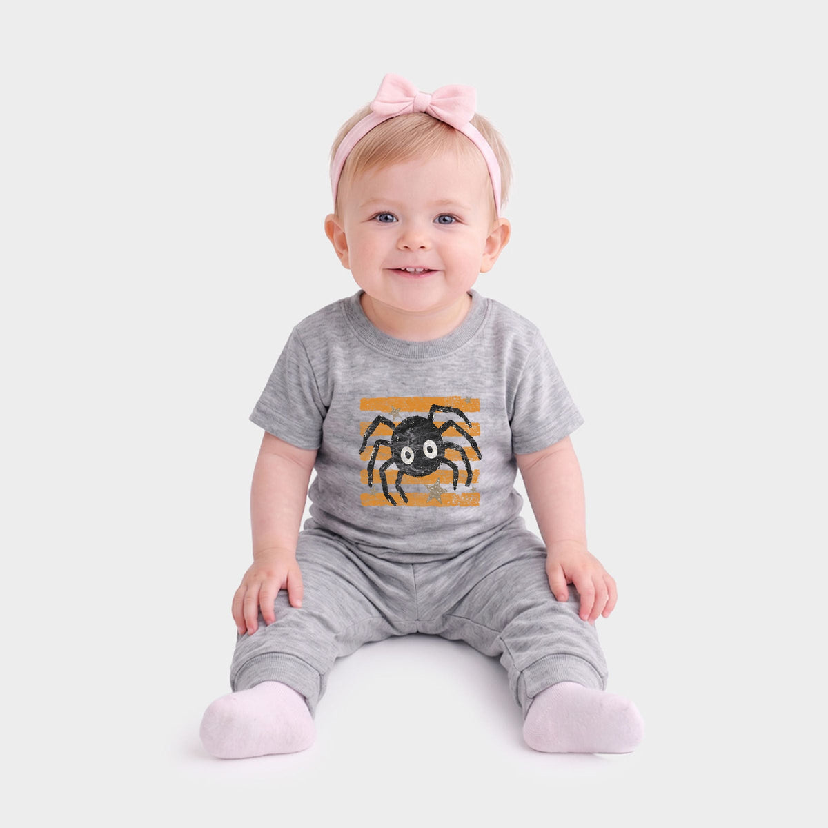 Spider Orange Stripes - Infant Jogger Pant Crew Set