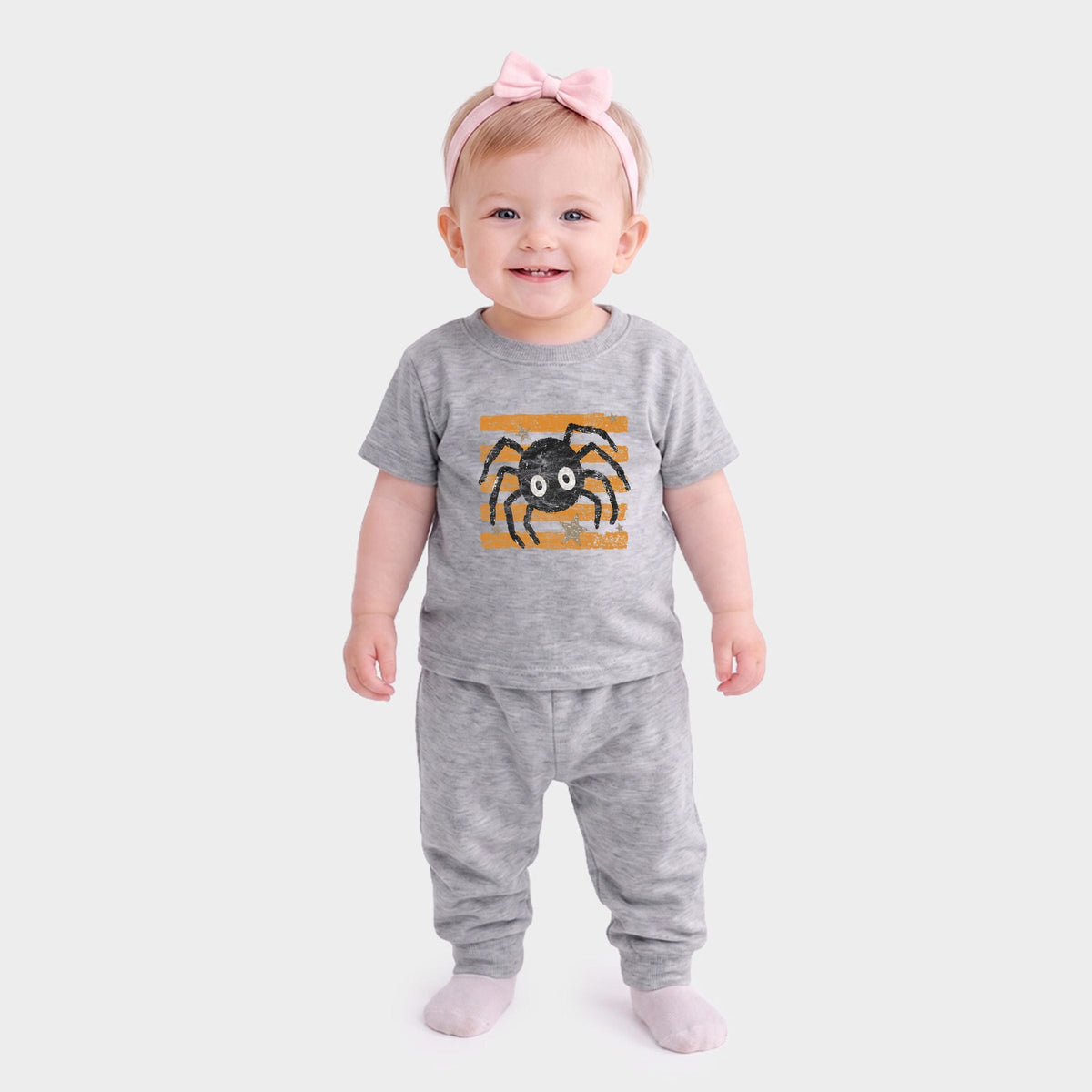 Spider Orange Stripes - Infant Jogger Pant Crew Set