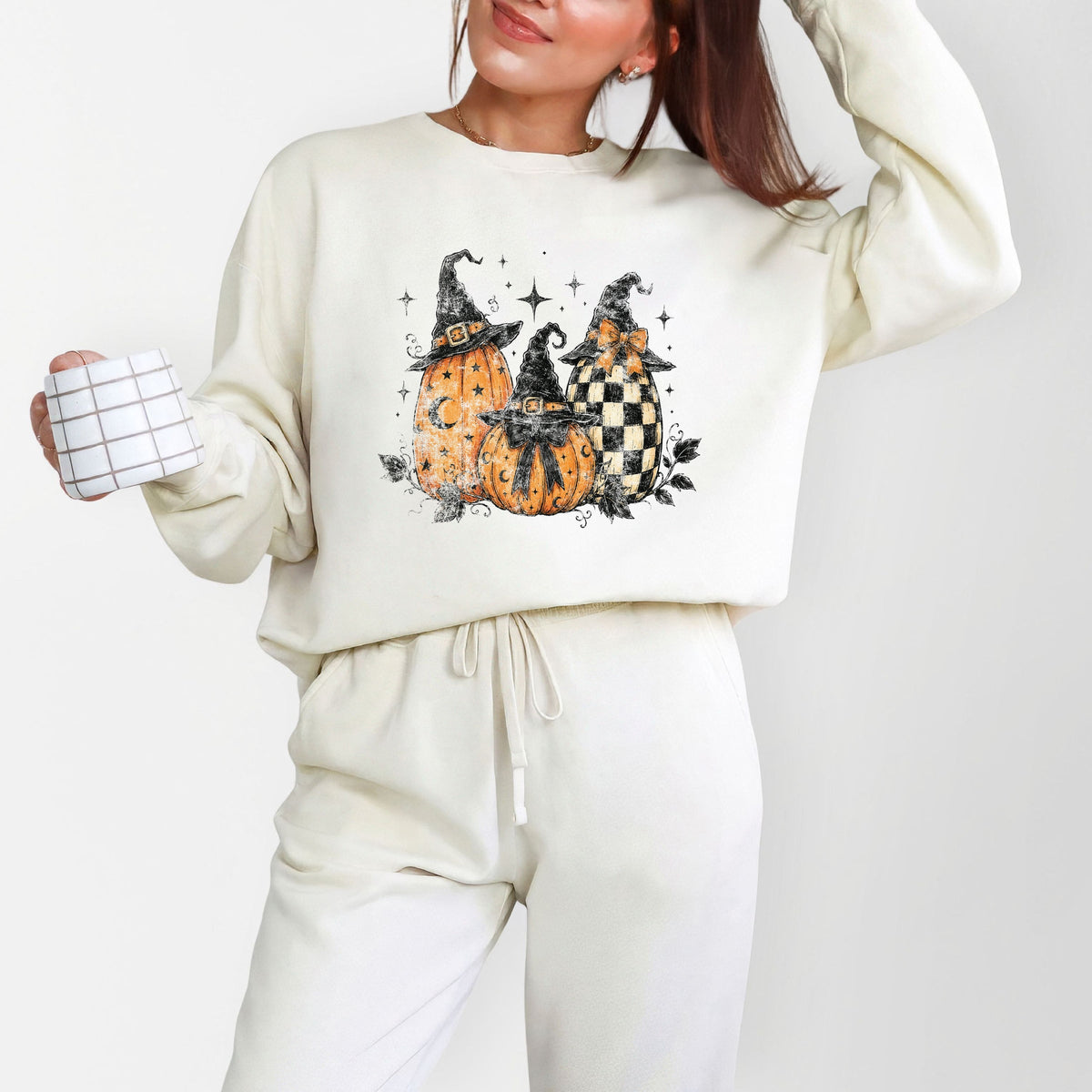 Witch Hat Pumpkins - Women's Lightweight Garment Dyed Sweatshirt