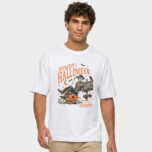 Howdy Halloween Skeleton - Men's Garment Dyed Graphic T-Shirt